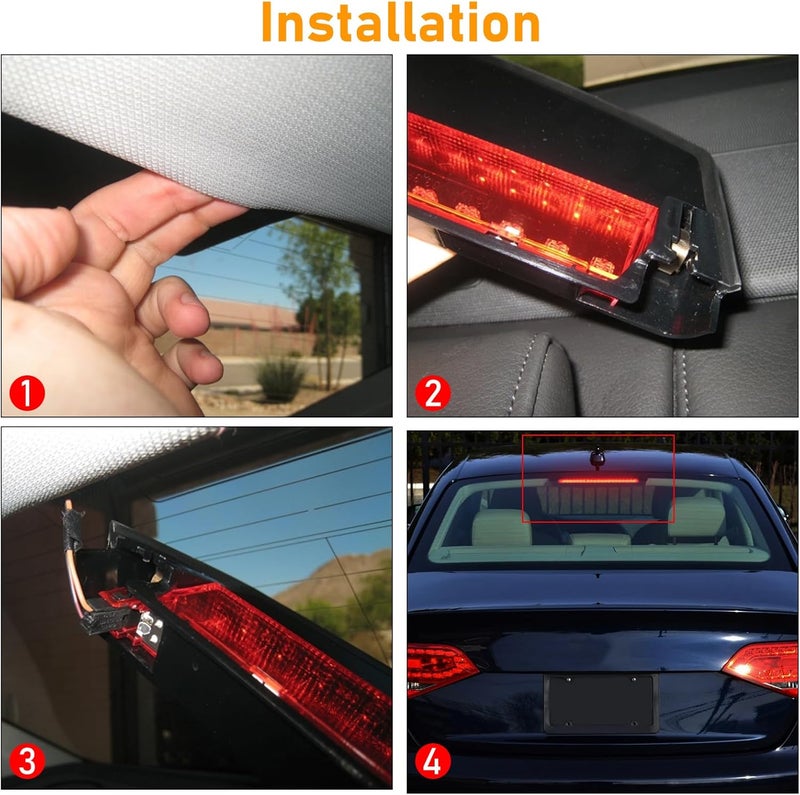 Abodvu Center Brake Light Assembly Compatible with Audi A5/S5 2008-2017,Third Brake Light with 18 Smal Red Lamp Bulbs,Center High Mount Stop Lamp Replacement for 8T0945097B - Image 5